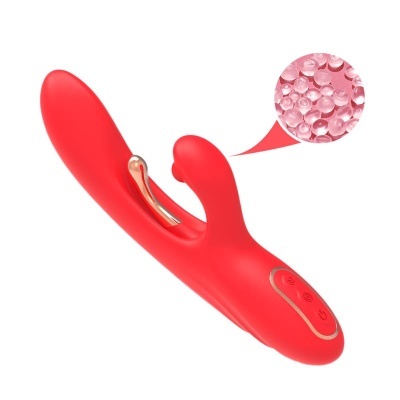 Vibrador vermelho com controle e detalhe em dourado