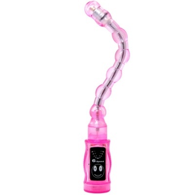 Vibrador rosa translúcido com controle digital e mola interna