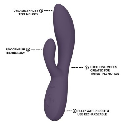 Vibrador roxo de silicone com tecnologias Dynamithrust e SmoothRise, modos de impulso, à prova de água e recarregável