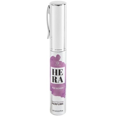 Frasco cilíndrico de perfume Hera para mulheres com tampa prateada
