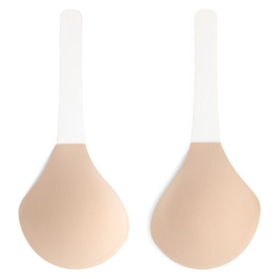 Dois adesivos de silicone para seios cor bege com parte superior branca
