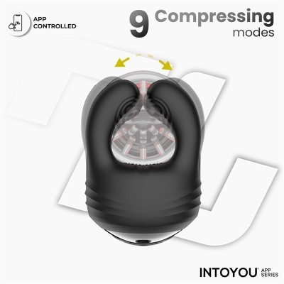 Dispositivo preto com 9 modos de compressão controlado por app