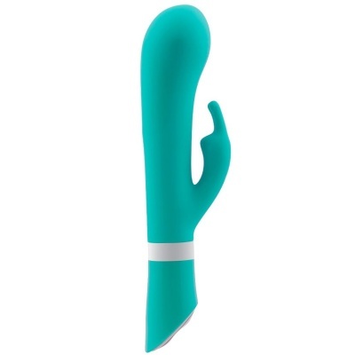 Vibrador turquesa com estimulador secundário em silicone