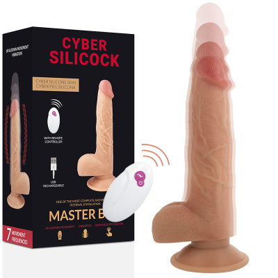 Dildo realista cor de pele com comando remoto branco e embalagem preta visível