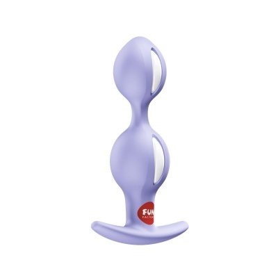 Plug anal lila com base larga e detalhes brancos