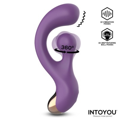 Vibrador roxo com bola rotativa 360° e 10 modos de vibração da marca INTOYOU