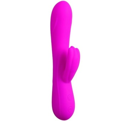 Vibrador rosa com dois botões e parte adicional para estímulo