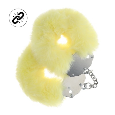 Algemas com revestimento de pelúcia amarelo