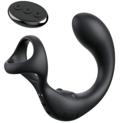 Dispositivo preto curvado com controlo remoto preto