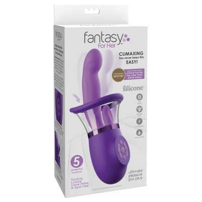 Embalagem de vibrador roxo Fantasy For Her com várias funções detalhadas