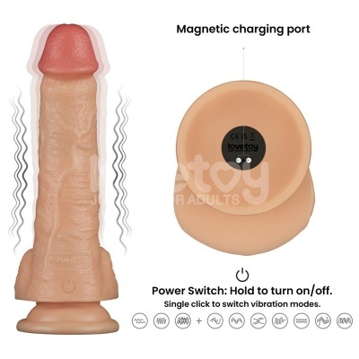 Produto vibrador realista com porta de carregamento magnético e base redonda