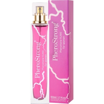 Frasco e embalagem de perfume PheroStrong para mulheres
