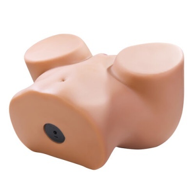 Torso feminino 3D em plástico cor de pele com buraco preto