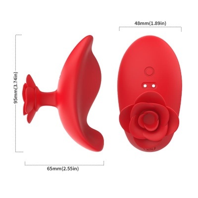 Produto vermelho oval com flor e botões