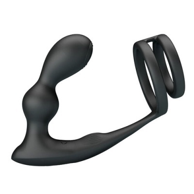 Dispositivo silicone preto com design ergonómico e dois anéis
