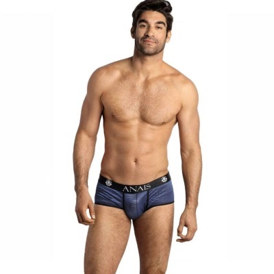 Homem com boxer azul riscado e cós preto ANAÏS