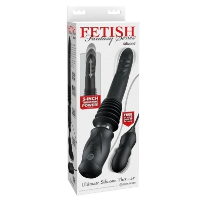 Embalagem com massageador preto e informações do produto Fetish Fantasy Series