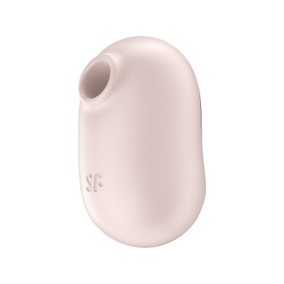 Produto compacto rosa claro com abertura circular e logotipo SF