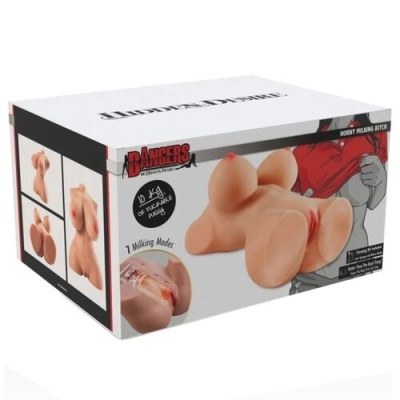 Caixa de brinquedo sexual masculino com design realista e texto promocional