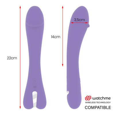 Dispositivo roxo com dimensões e tecnologia wireless compatível com Watchme