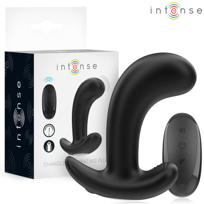 Plug vibratório preto com controlo remoto e embalagem Intense