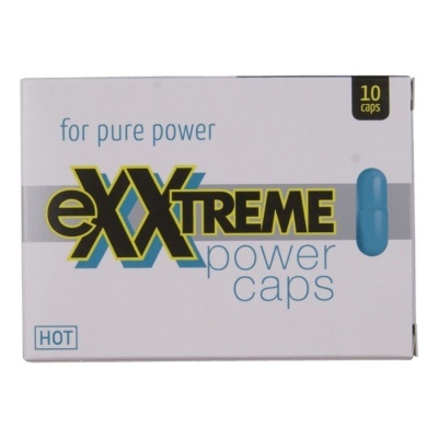 Caixa branca de cápsulas azuis eXXtreme power caps