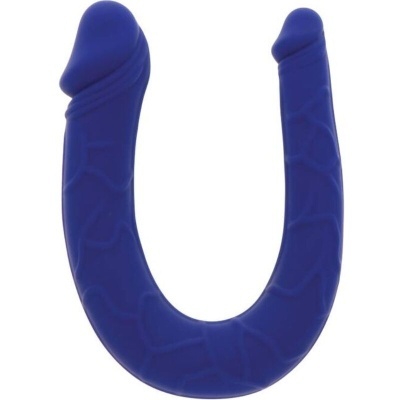 Produto azul em forma de U com textura e relevo venoso