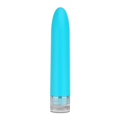 Vibrador azul com base transparente