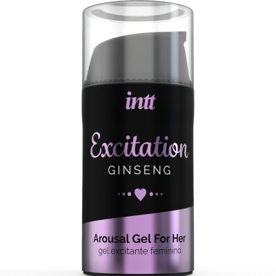 Gel excitante feminino Intt Excitation Ginseng em embalagem preta e lilás