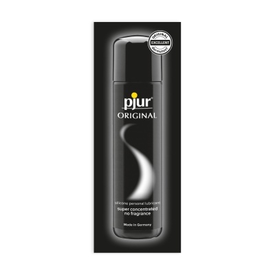 Frasco preto de lubrificante pessoal pjur ORIGINAL com selo dermatest.