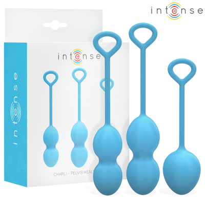 Conjunto de bolas de exercício para saúde pélvica azul com embalagem