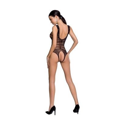Body preto em malha transparente com recortes