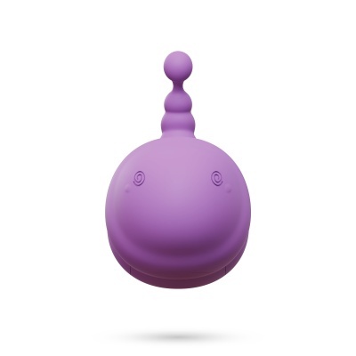 Produto lilás de silicone com três esferas superiores e texto POP branco