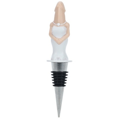 Tampa de garrafa erótica de figura feminina vestida de branco