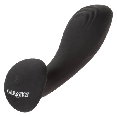 Vibrador preto curvado com base redonda e botão CALEXOTICS