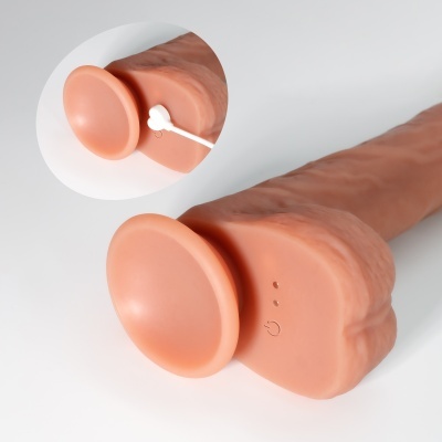 Brinquedo adulto de silicone cor bege com ventosas na base