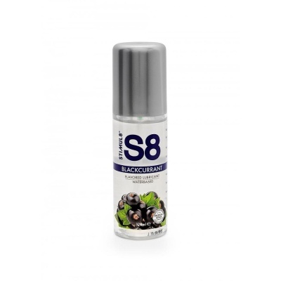 Frasco de lubrificante aromatizado blackcurrant com tampa cinza