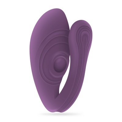 Dois objetos roxos com texturas em anéis concêntricos em fundo branco