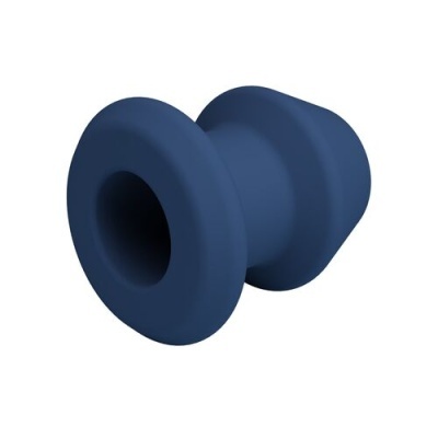 Peça cilíndrica azul escura em silicone com base larga e abertura central