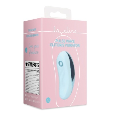 Caixa rosa de vibrador de clitóris Pulse Wave azul claro com detalhes metálicos