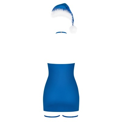 Conjunto de roupa interior azul com saia e gorro de Natal