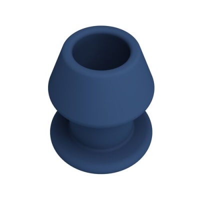 Frasco azul de forma cónica com superfície lisa