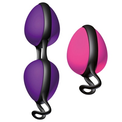 Bolas de geisha roxas e rosa com ligações pretas