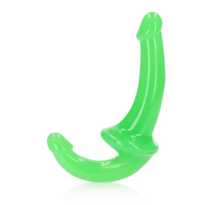 Produto sexual verde fluorescente em silicone com formas curvas