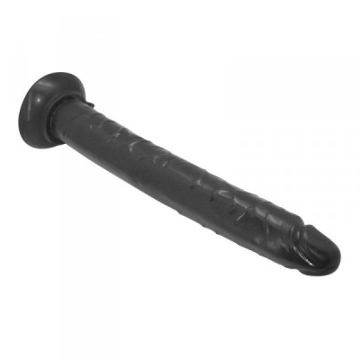 Dildo preto texturizado com base larga circular