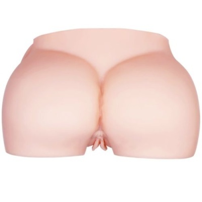 Objeto anatómico em forma de nádegas humanas em cor pele, material silicone