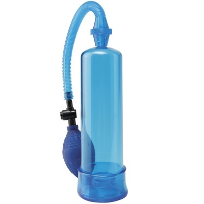 Bomba de vácuo azul com mangueira flexível e bomba manual