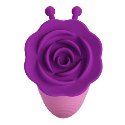 Produto em silicone roxo com base rosa em forma de caracol