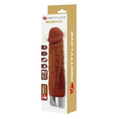 Embalagem de vibrador Pretty Love Rufus PRO castanho com textura realista