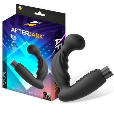 Vibrador anal prostate preto com embalagem colorida